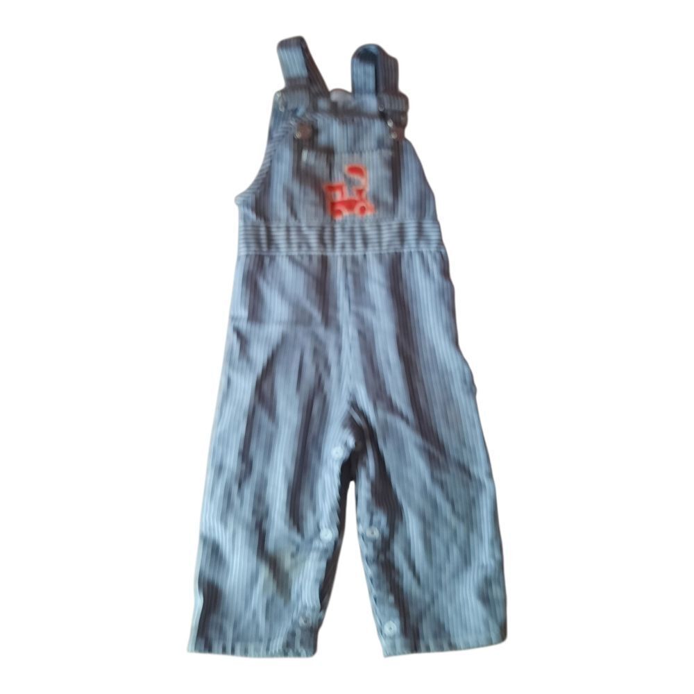 Sears Blue Striped Kids Overalls with Red Train